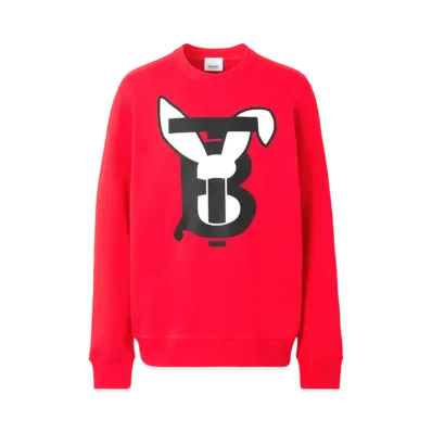 Burberry Rabbit Print Cotton Sweatshirt "Bright Red"