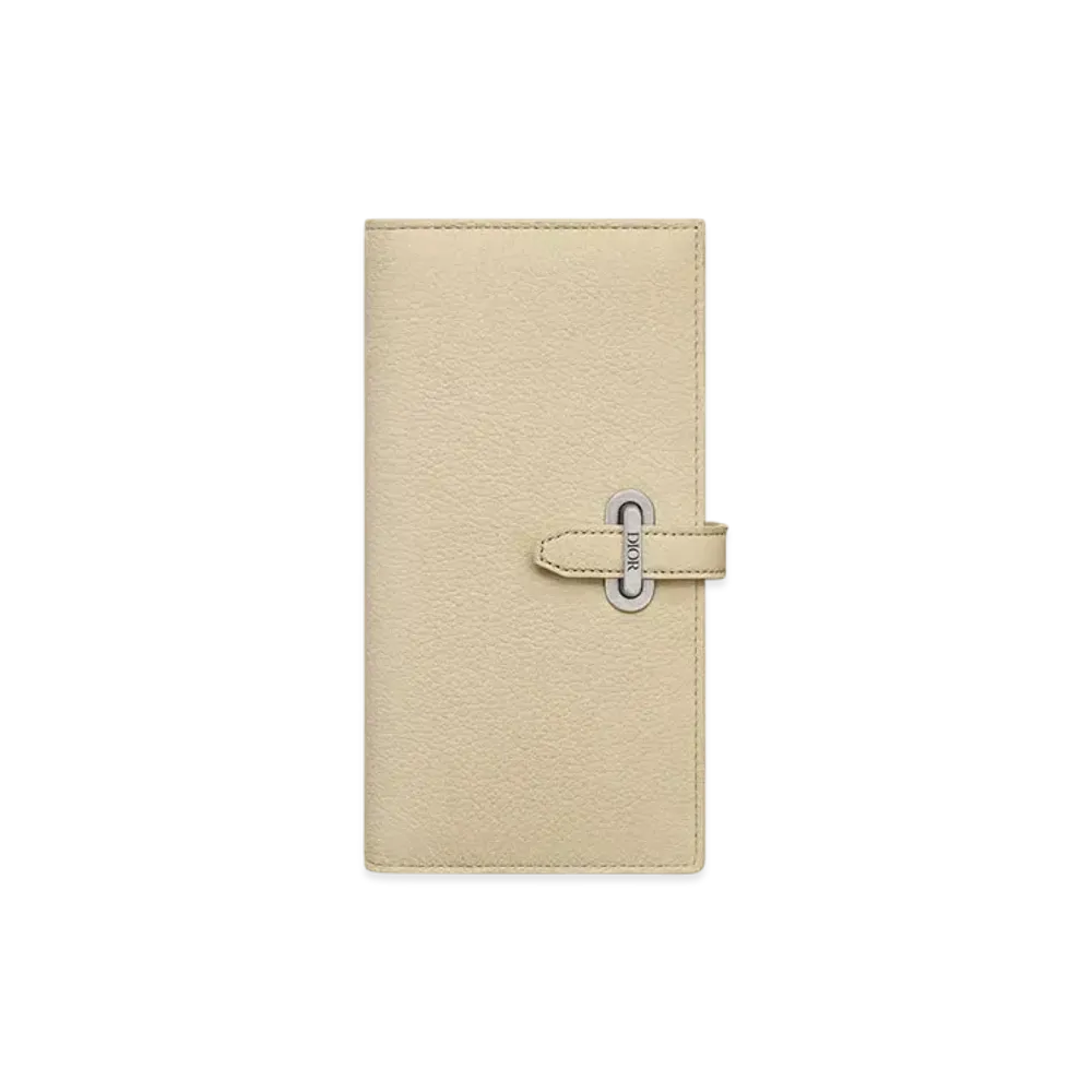 Dior Normandie Vertical Bifold Wallet Dior Icons Calfskin "Beige"