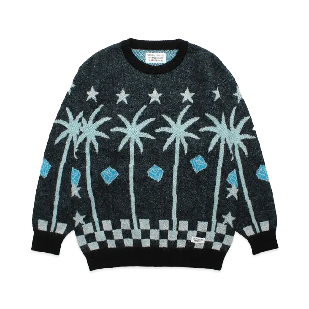 WACKO MARIA 世界平和プロジェクト / Jacquard Mohair Knit Sweater "Black"