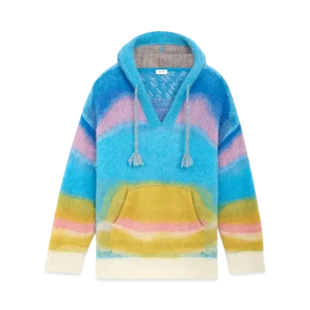 CELINE Artist Baja Jacquard In Brushed Mohair "Blue/Yellow"
