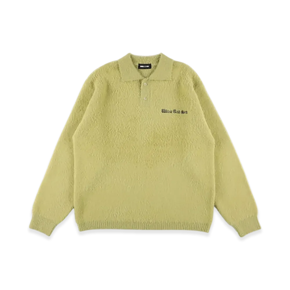 WIND AND SEA Shaggy Knit L/S Polo "Lime"