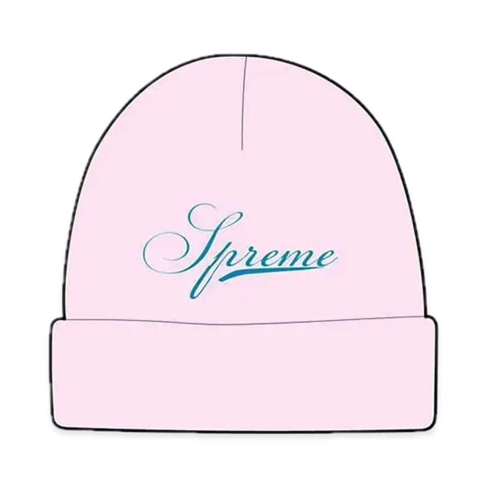 Supreme Script Logo Beanie "Pink"