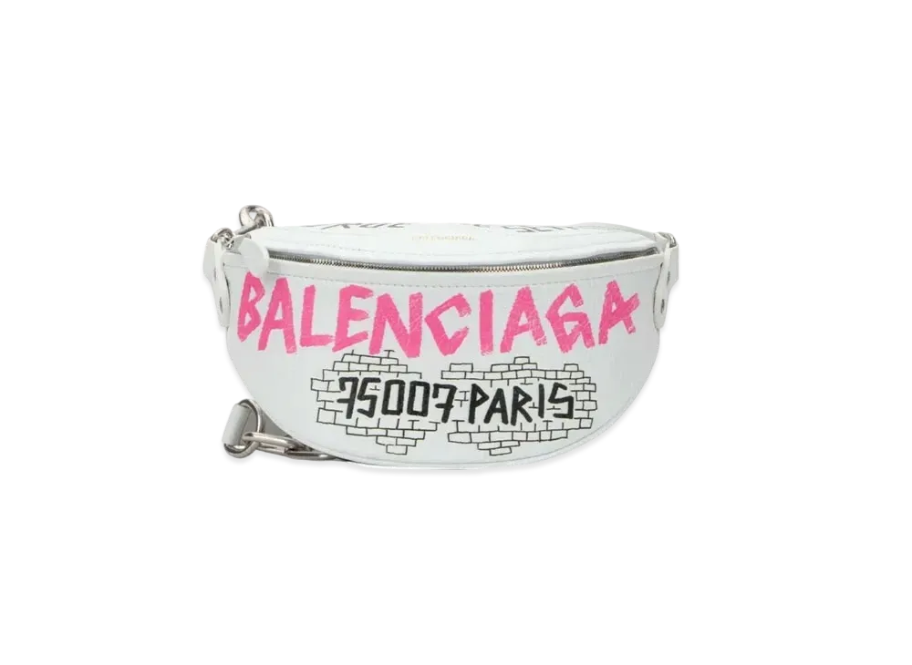 BALENCIAGA Souvenirs Extra Small Graffiti Waist Bag "Black/White/Pink"