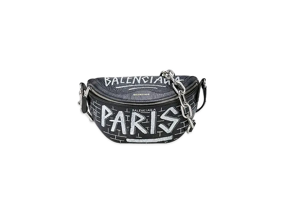 BALENCIAGA Souvenirs Extra Small Graffiti Waist Bag "Black/White"