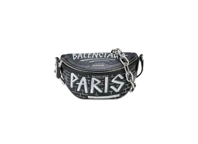 BALENCIAGA Souvenirs Extra Small Graffiti Waist Bag "Black/White"
