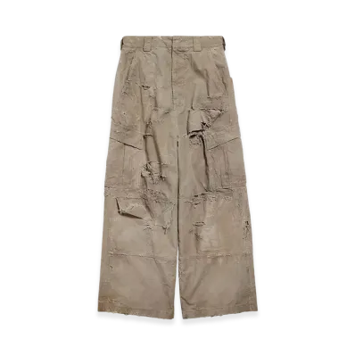 BALENCIAGA Distressed Large Cargo Pants "Dark Beige"