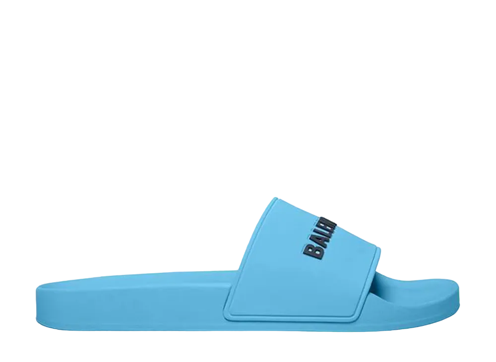 BALENCIAGA Pool Slide Sandal "Light Blue/Black"