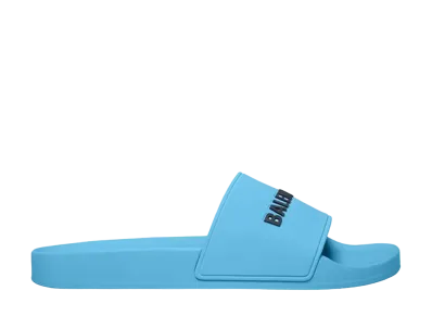 BALENCIAGA Pool Slide Sandal "Light Blue/Black"