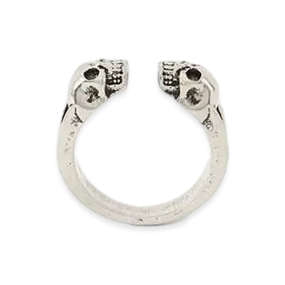 Alexander McQUEEN Twin Skull Ring "Antique Silver"