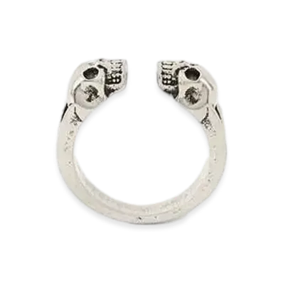 Alexander McQUEEN Twin Skull Ring "Antique Silver"