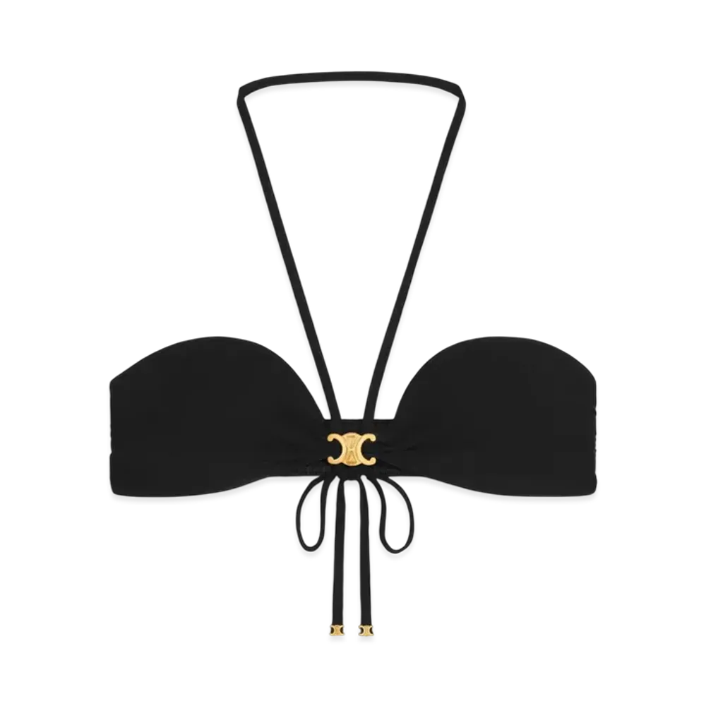 CELINE Women's Triomphe Balconette Top in Matte Jersey "Black"
