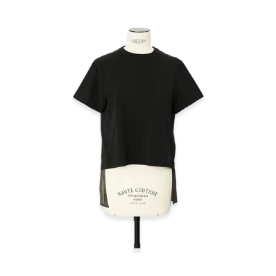 sacai Plaid Print x Cotton Jersey T-Shirt "Khaki/Navy"