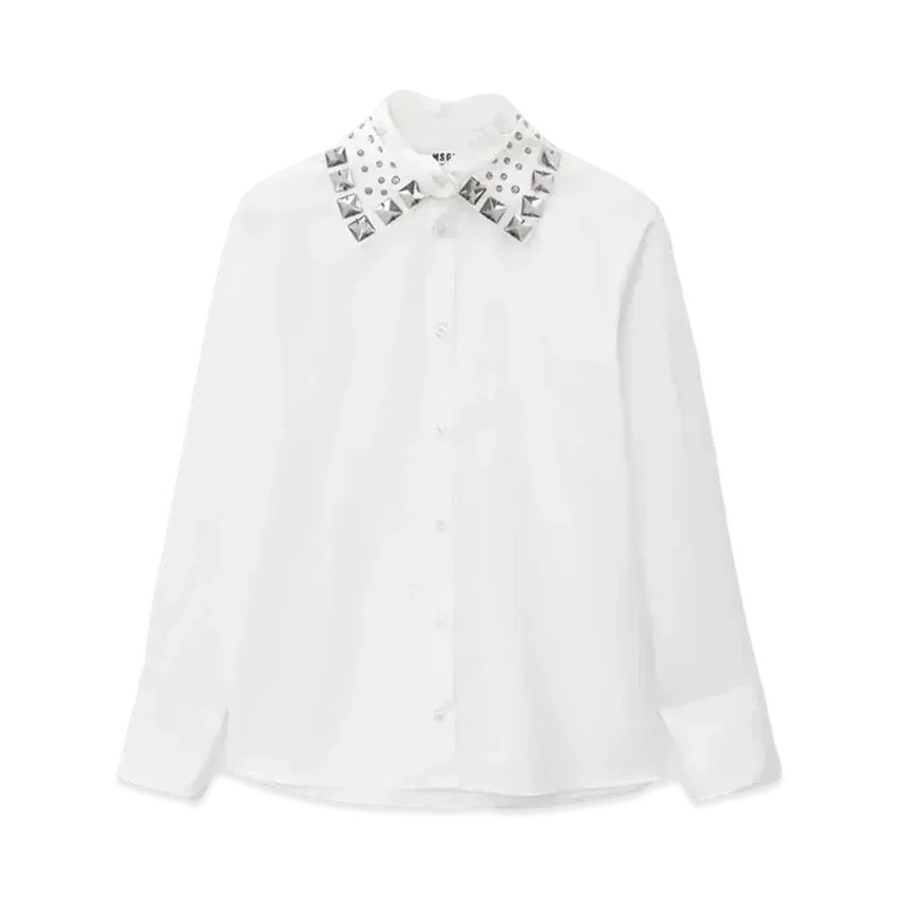 MSGM Poplin Shirt With Removable Collar "White"