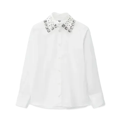 MSGM Poplin Shirt With Removable Collar "White"
