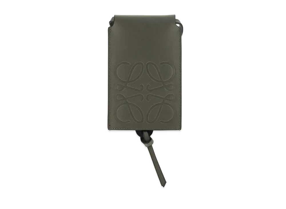 LOEWE Sliding Neck Cardholder In Classic Calfskin "Khaki Green"