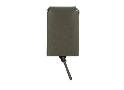 LOEWE Sliding Neck Cardholder In Classic Calfskin "Khaki Green"