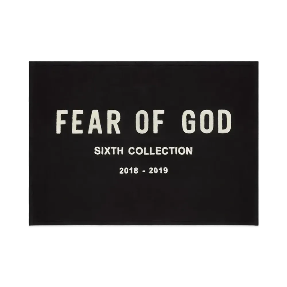 FEAR OF GOD Chenille Embroidered Throw Blanket "Black"