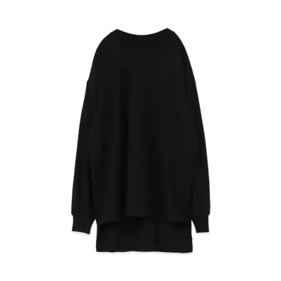 Yohji Yamamoto Y's MILLED PLAIN STICH CUT AND SEW COMBINATION BLOUSE "Black"