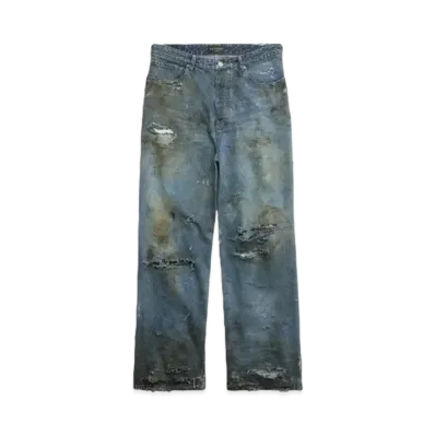 BALENCIAGA Super Destroyed Baggy Pants "Light Blue"