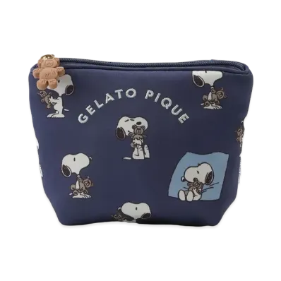 GELATO PIQUE x PEANUTS Snoopy x Bear All-Over Print Tissue Pouch "Navy"