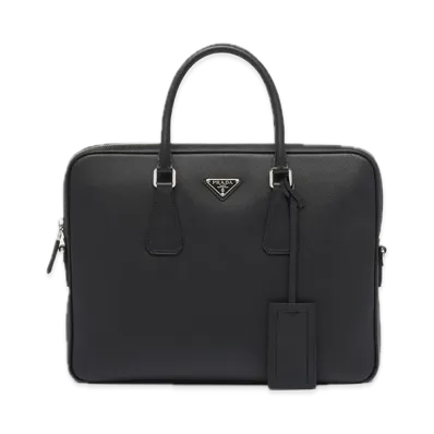 PRADA Saffiano Leather Briefcase "Black"