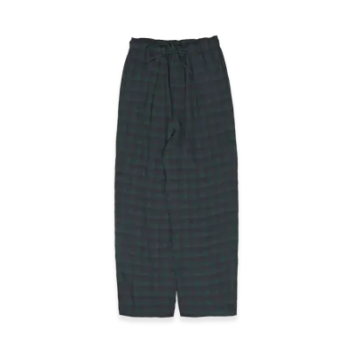 YOKE Rayon Acetate Jacqard Plaid 1Pleated Easy Pants "Green"