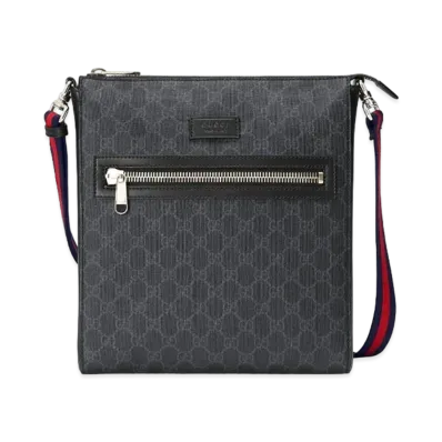 GUCCI GG Supreme Canvas Messenger Bag "Black/Grey"