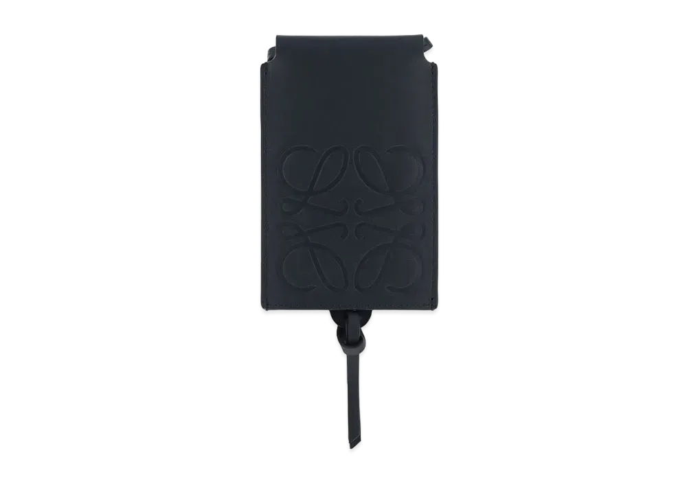 LOEWE Sliding Neck Cardholder In Classic Calfskin "Midnight Blue"