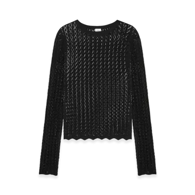 Saint Laurent Top In Pointelle Knit "Black"