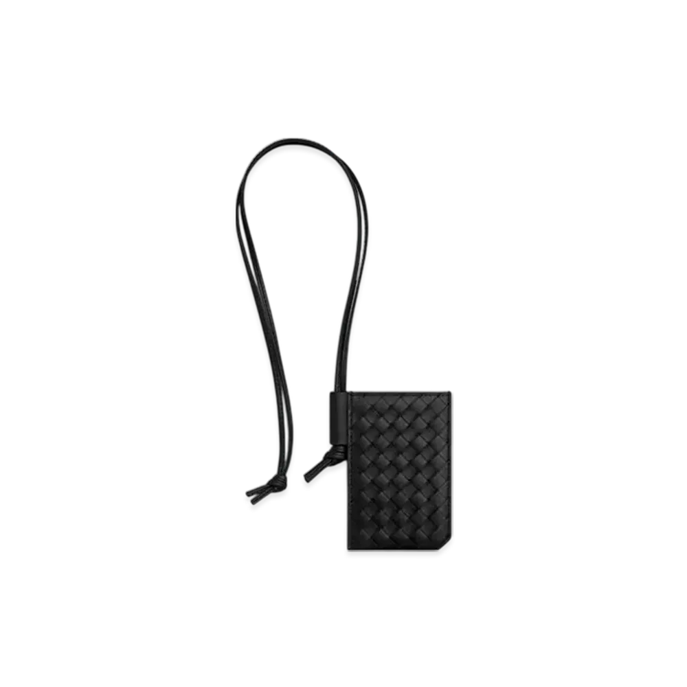 Bottega Veneta Intrecciato Piccolo Badge Holder "Black"