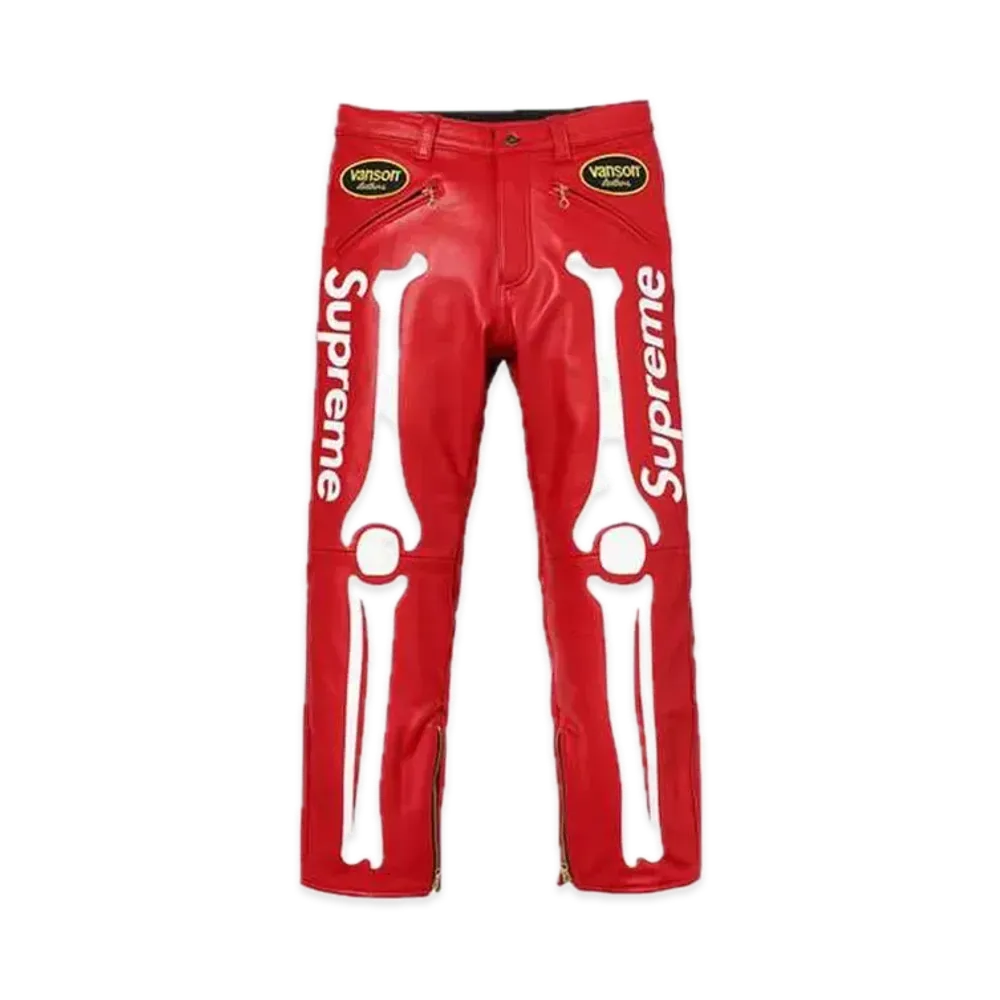 Supreme x Vanson Leather Bones Pant "Red"