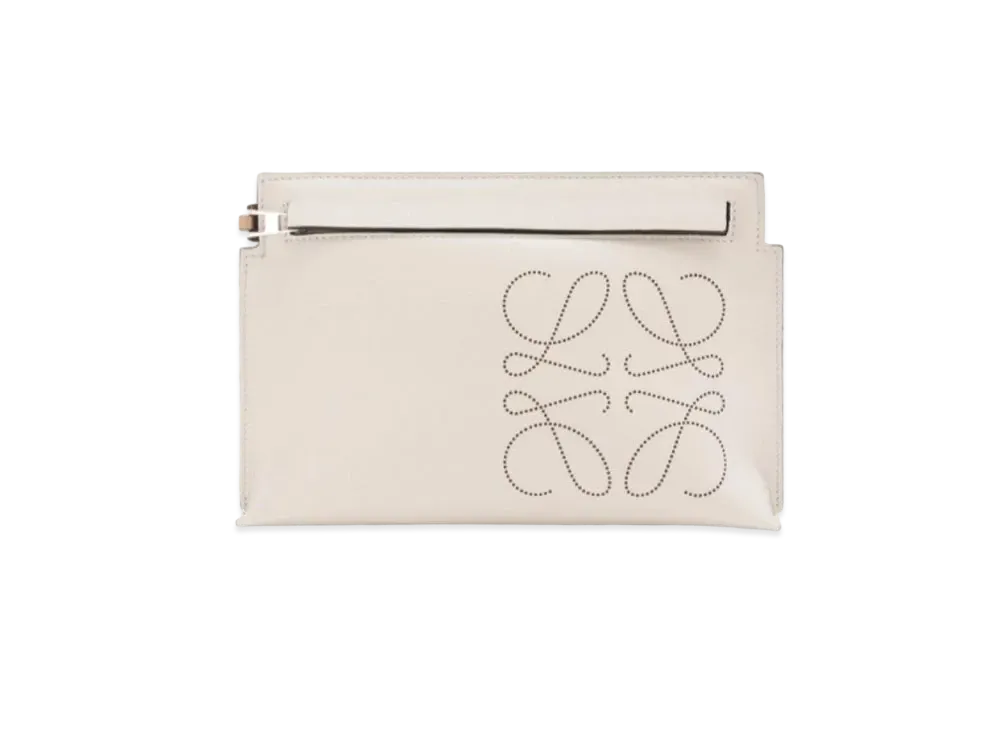LOEWE Mini T Pouch In Classic Calfskin "Light Oat / Tan"