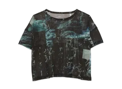 Yohji Yamamoto Y's Pe TULLE CALLIGRAPHY TOTAL PATTERN SHORT SLEEVE "Black"