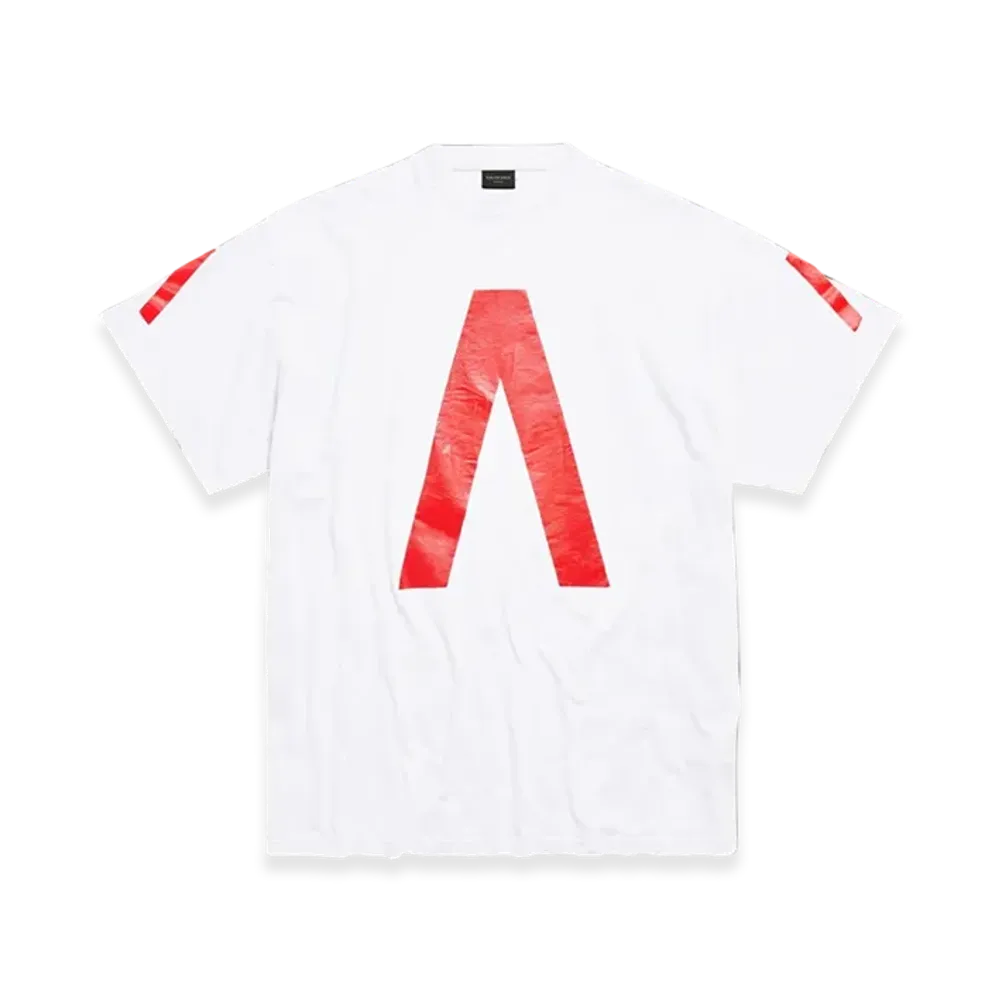 BALENCIAGA Music Archive Series Connected T-Shirt Oversized "Light Grey Red"