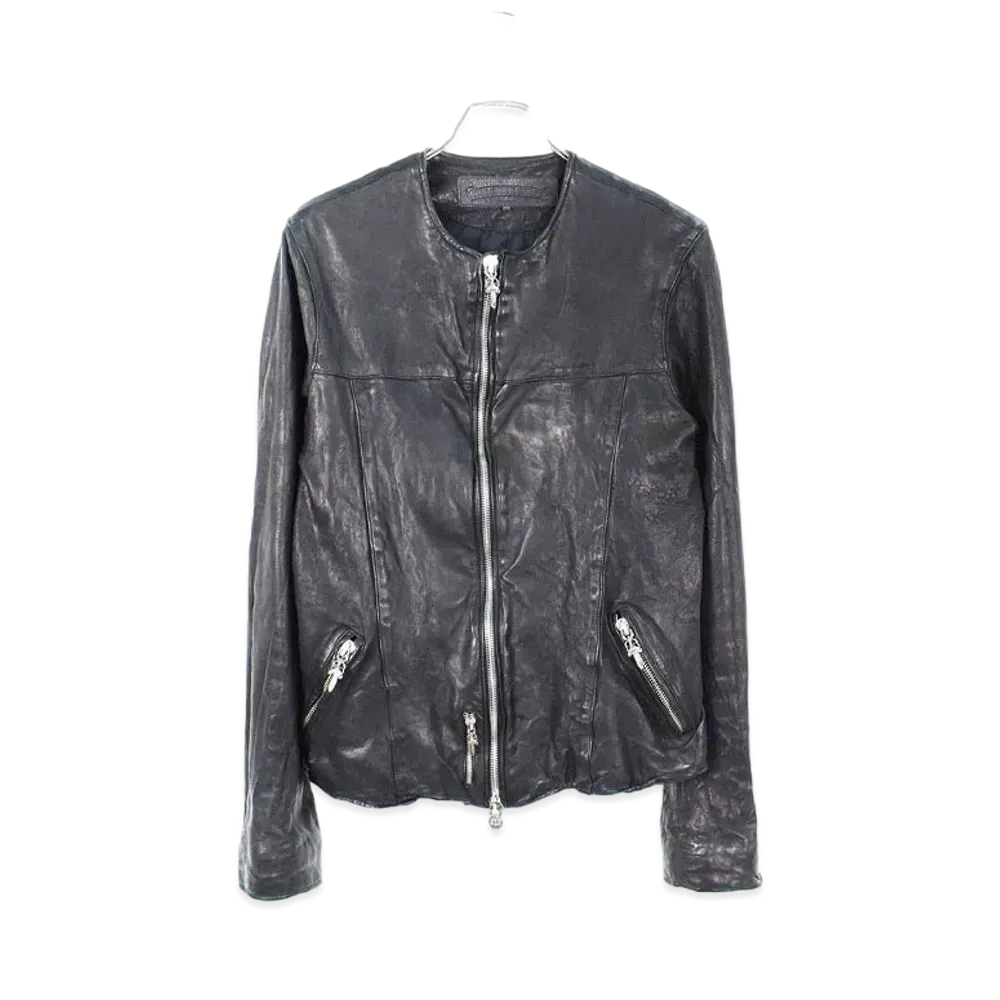 Chrome Hearts Collarless Washable Single Leather Riders Jacket