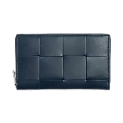Bottega Veneta Cassette Zip Around Wallet "Deep Blue/Umbra"