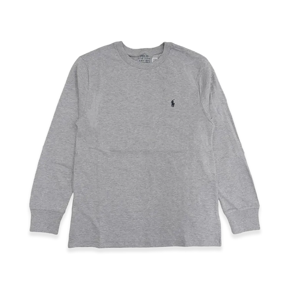 Ralph Lauren Kids Crewneck T-Shirt Long Sleeve Cotton Jersey "Gray"