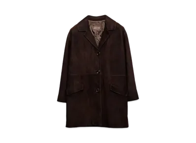 PRADA Women's Suede Coat "Dark Brown"