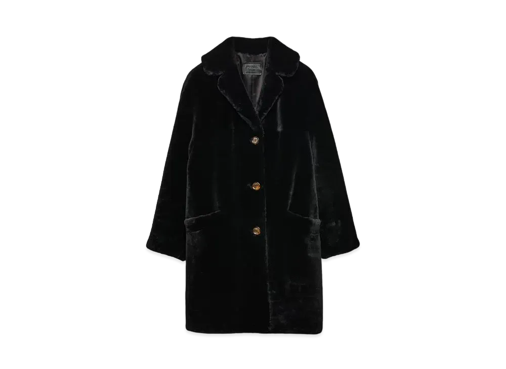 PRADA Women's Shearling Coat "Black"