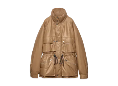 PRADA Women's Nappa Leather Coat "Beige"