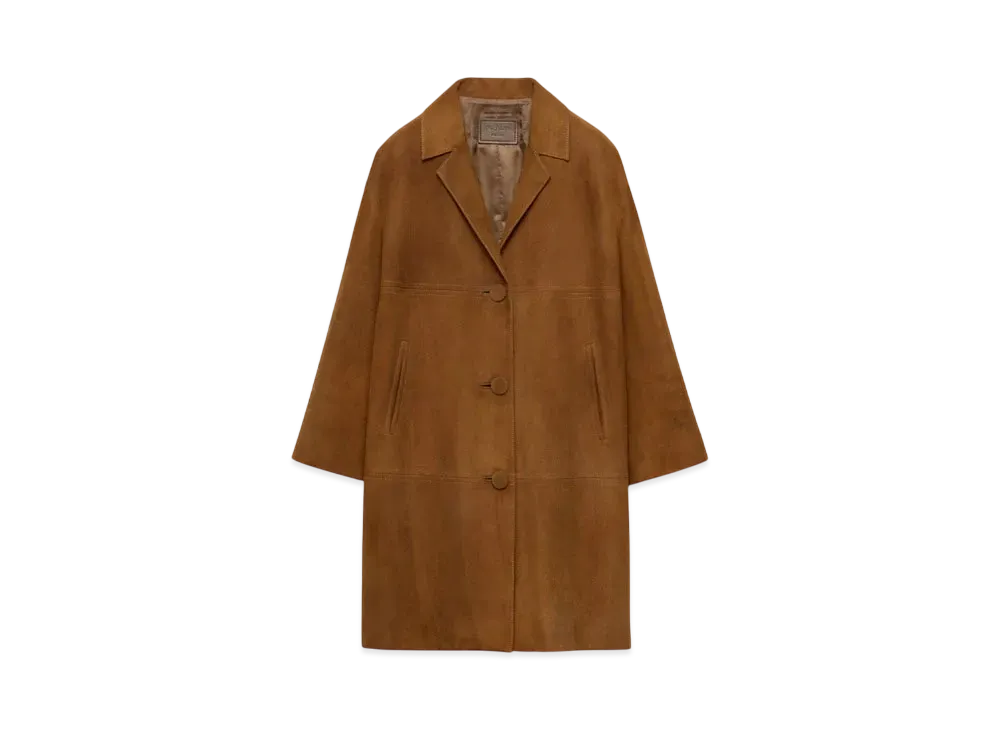 PRADA Women's Suede Coat "Brown"