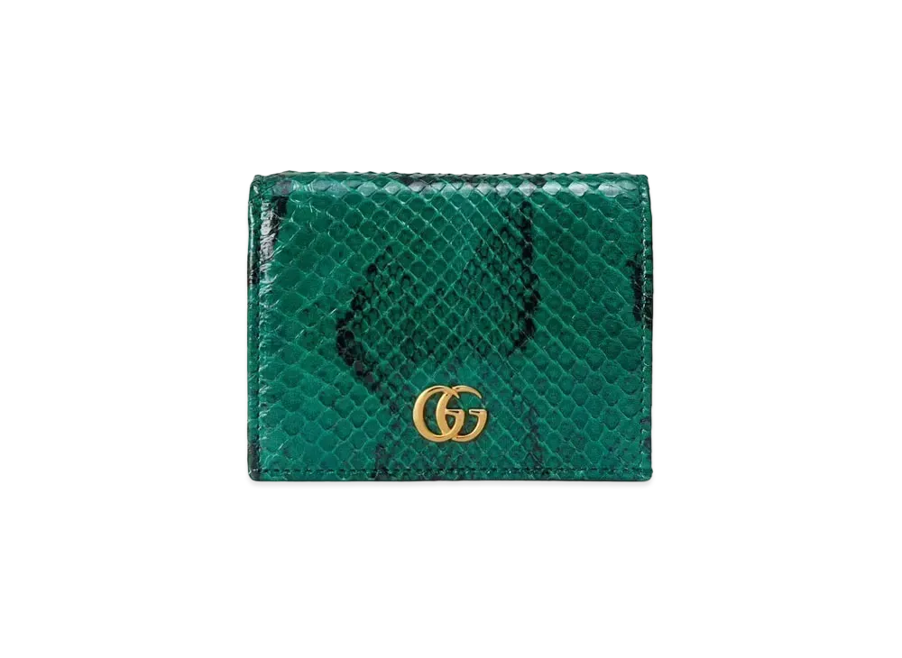 GUCCI GG Marmont Python Card Case Wallet "Emerald"