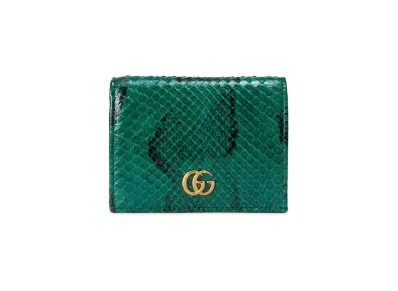 GUCCI GG Marmont Python Card Case Wallet "Emerald"
