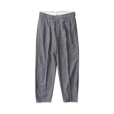 NICENESS Slack Wool Silk Chambray Flying V Trousers "Gray"