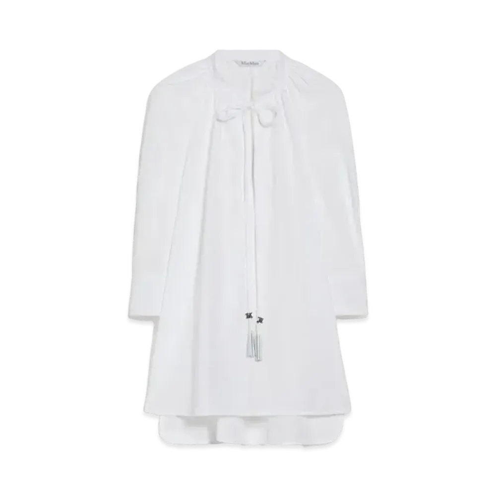 Max Mara Capri Cotton Balloon Sleeve Shirt "Optical White"