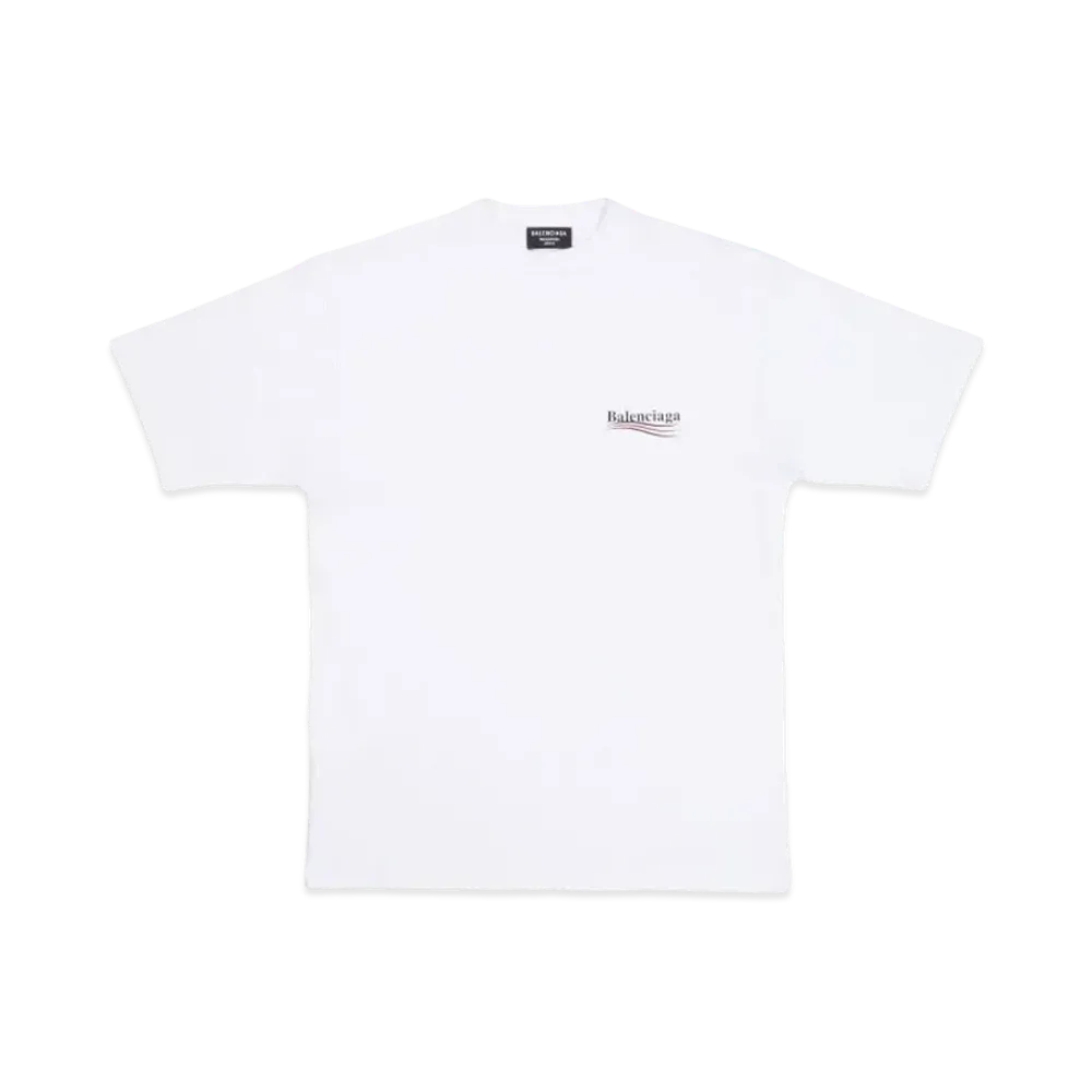 BALENCIAGA MENS Political Campaign T-shirt Large Fit "White"