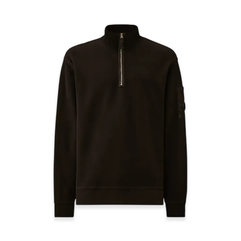 C.P. Company Brushed Emerized Diagonal Fleece Half Zip Lens Sweatshirt "Black"