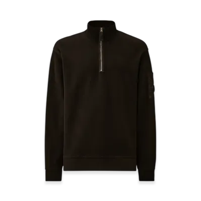 C.P. Company Brushed Emerized Diagonal Fleece Half Zip Lens Sweatshirt "Black"