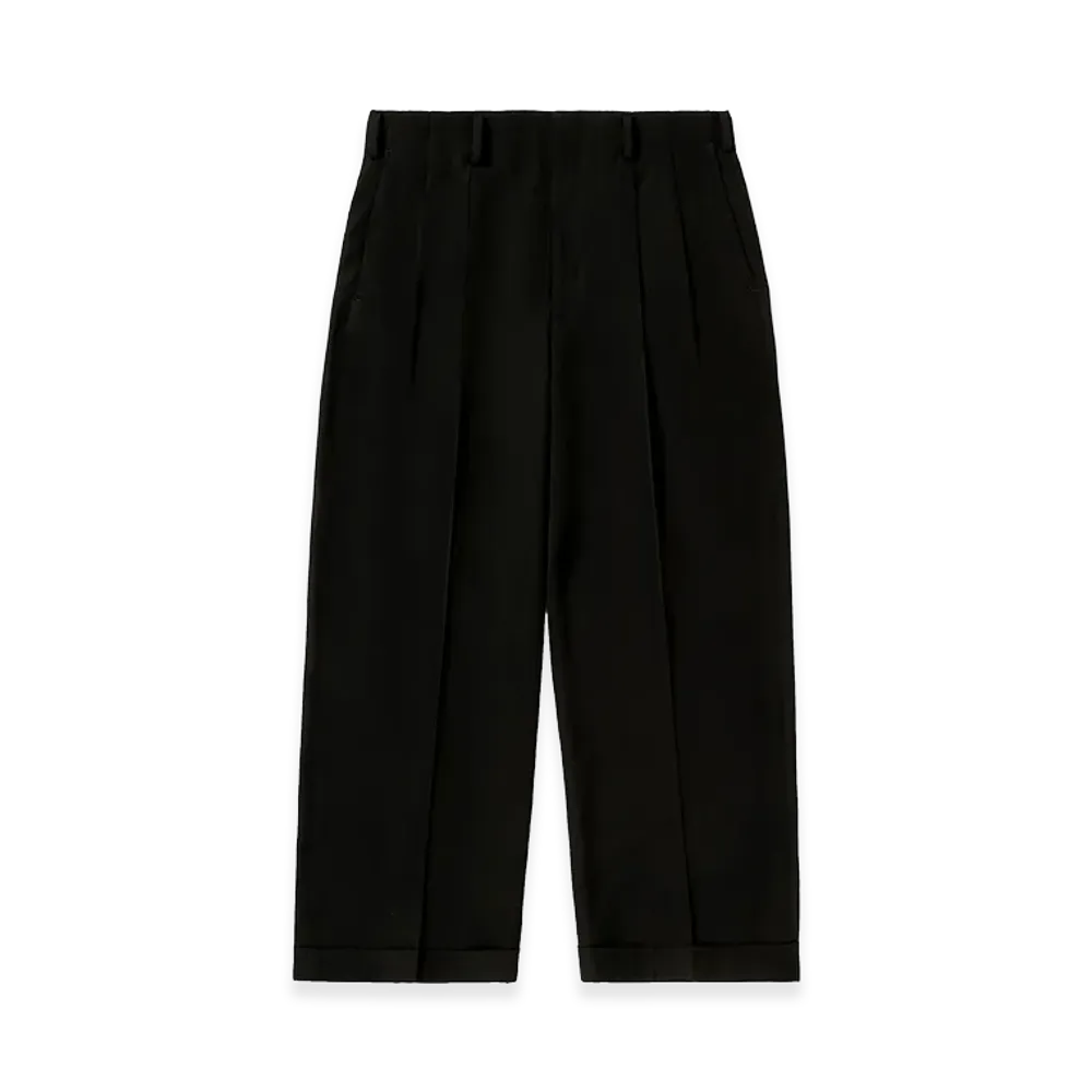 A.PRESSE Wool Rayon Wide Trousers "Black"