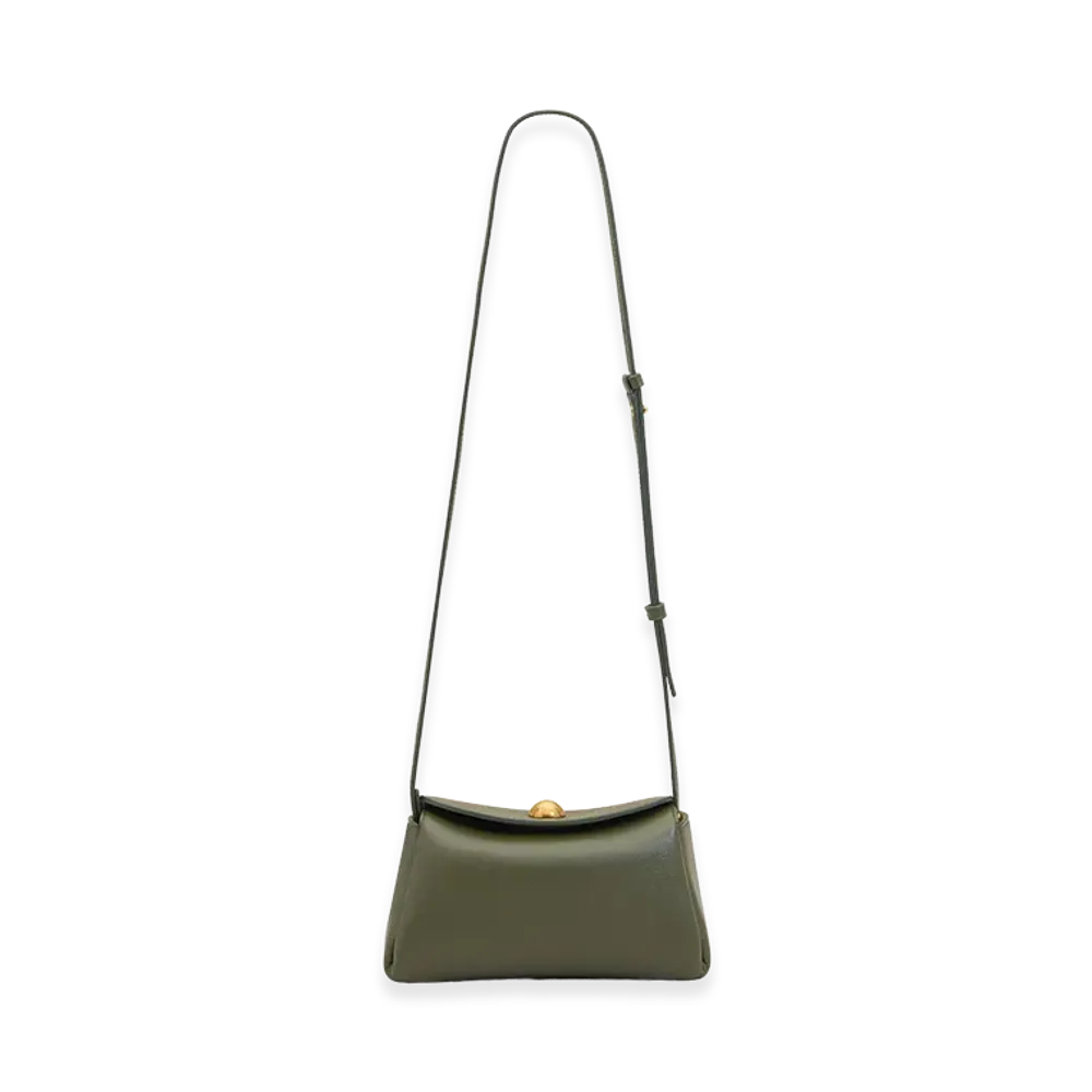 AMI PARIS Cow Leather Mini Carrousel Bag "Green"